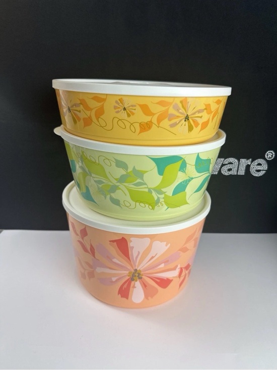 Tupperware Other - Tupperware Click Stack Illumina Floral Mega Bowl Set 28 Cup 18 Cup 10.5 Cup NEW